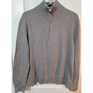 Calvin Klein 1/4 Zip Mens Size Large Gray High Neck Knit Long Sleeve Sweater